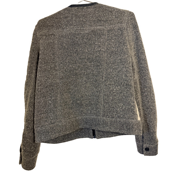 Chipie Vintage 90s Sherpa Fleece Jacket French Designer Gray Knit Bomber Mixed M - Picture 2 of 9